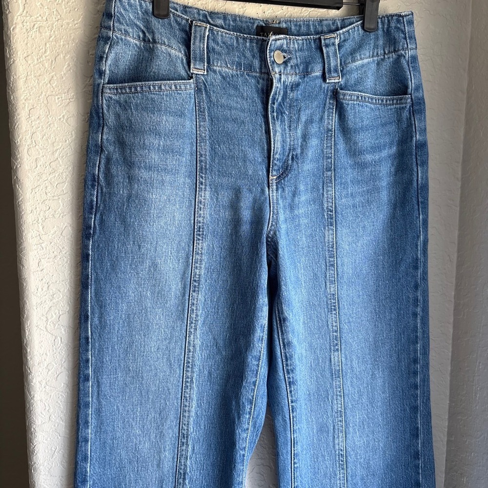 Talbots Women 6 Classic Jean Trouser Blue Wash High Rise Wide Leg Cotton - Picture 3 of 9